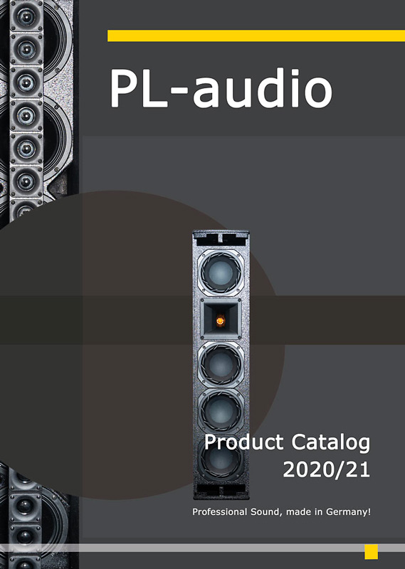 Titelblatt des Produkt-Katalogs der Firma PL-audio aus dem Jahr 2021