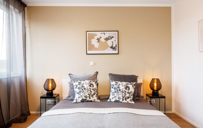 Das Foto eines Schlafzimmers. Aufgenommen für Immobilienscout24.de Fotograf für Immobilienscout Fotografie.