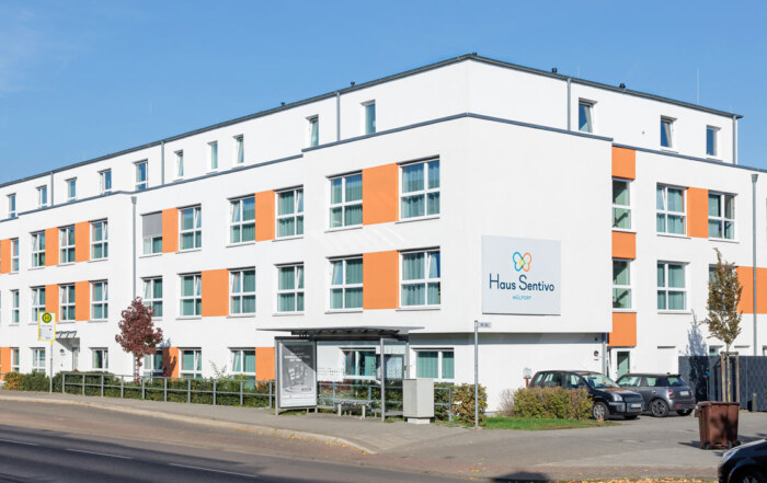 Die Außenaufnahme der Seniorenresidenz in Mönchengladbach.