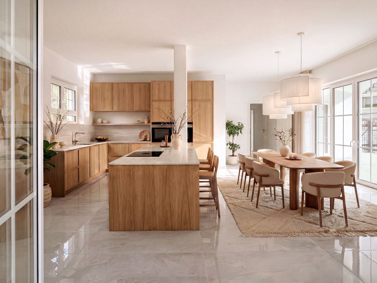 Digitale Visualisierung der Wohnung. Leere Räume fotografieren und mit Möbel ausstatten. Digital Staging.