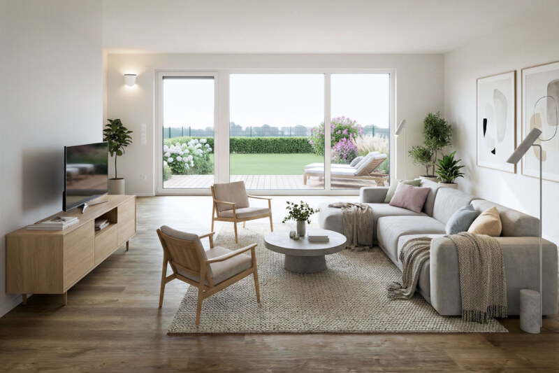 Beispiel für Fotos einer Ferienwohnung. Möbel wurden eingefügt.